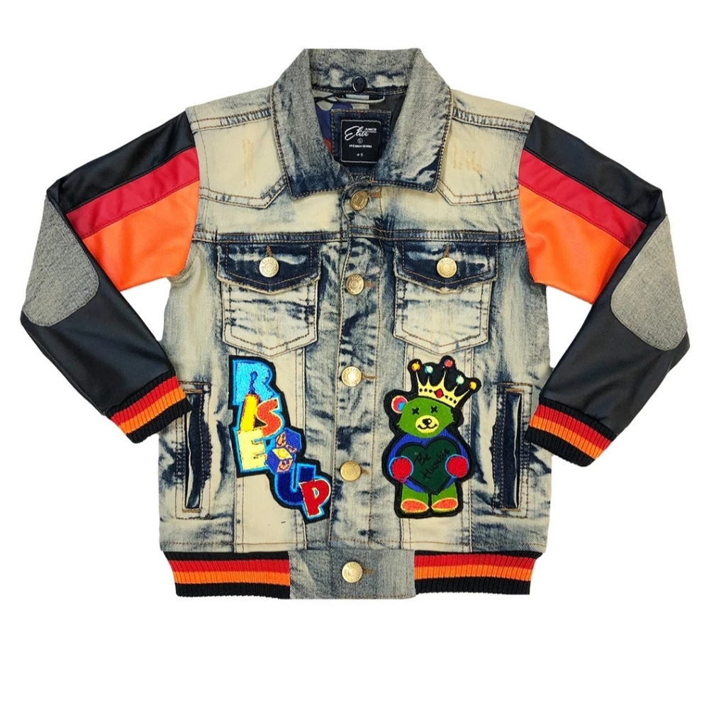 Elite Premium Denim Motorsport Urban Denim Jean Jacket Size Toddler Size 5/6